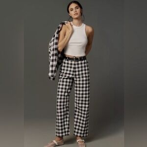 ALIGNE Ned‎ Check Barrel Trousers gingham Cotton Size 8